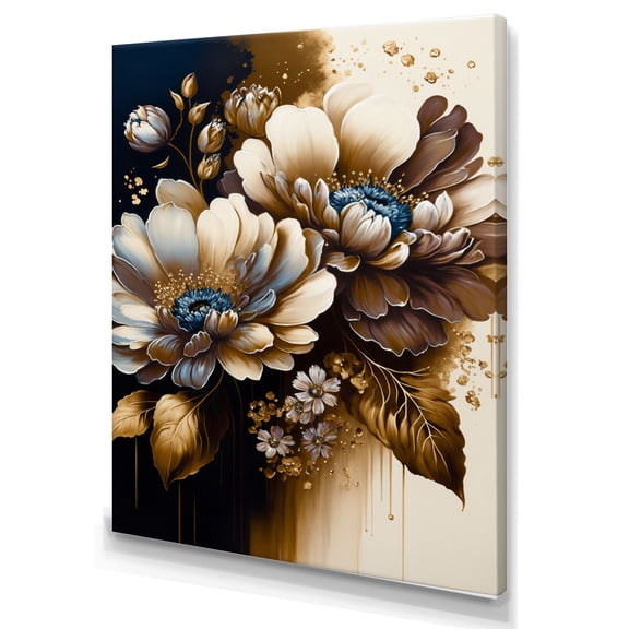 Designart Brown Daisy Bunch III Canvas Wall Art