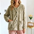 thumbnail image 2 of Women's Fuzzy Pajamas Tops Flower Jacquard Warm Long Sleeve Bed Jackets Button Down Sleepwear Winter Coats with Pockets, 2 of 9