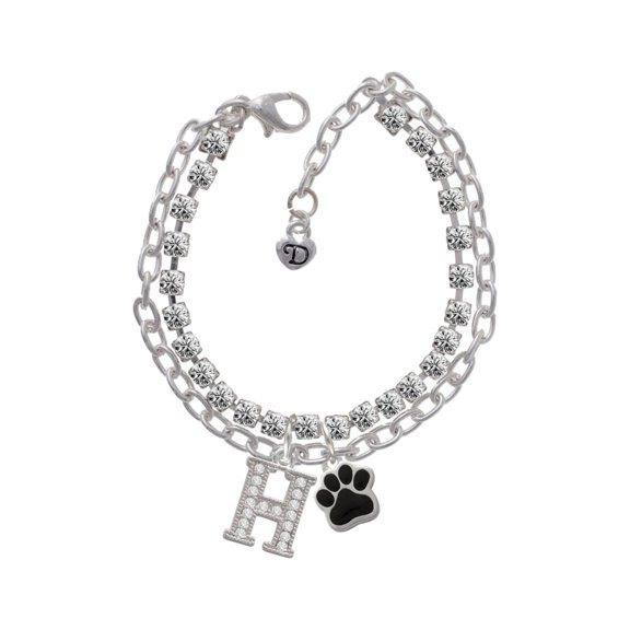 Small Black Paw -H- Double Strand Madison Charm Bracelet