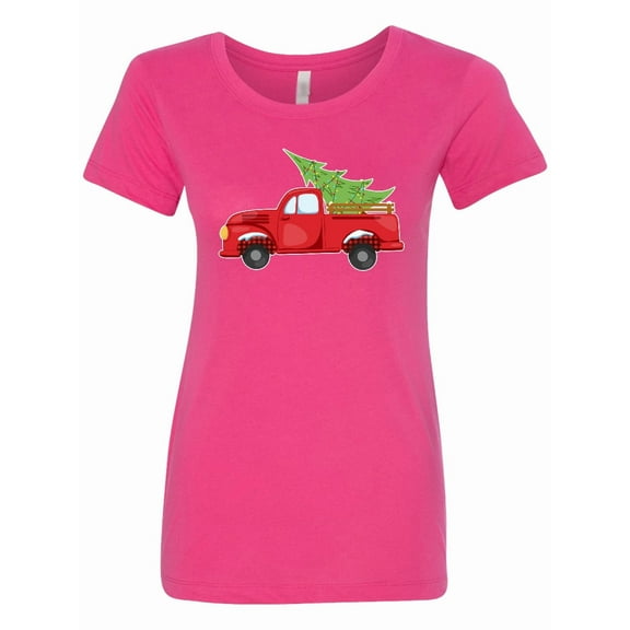 Inktastic Christmas Vintage Truck with Christmas Tree Women's T-Shirt