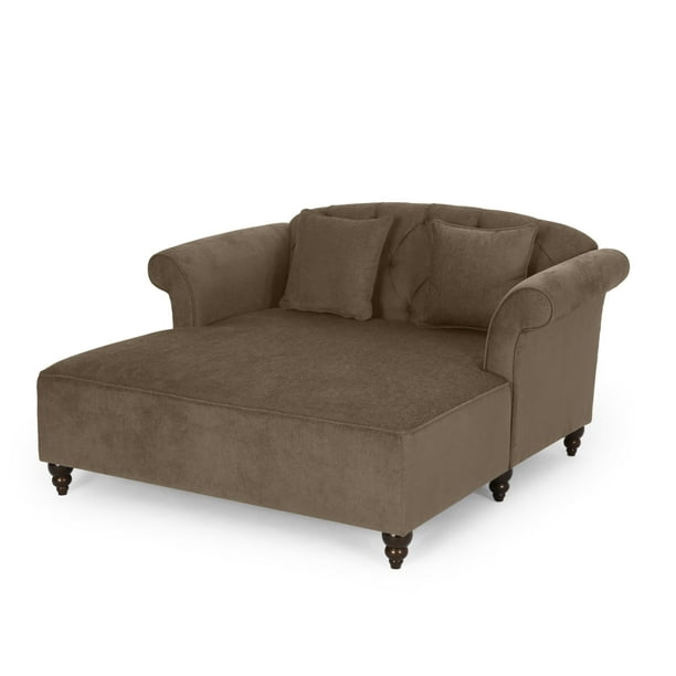 Noble House Ackland Upholstered Tufted Double Chaise Lounge With Accent Pillows Brown And Dark Espresso Com Noble House Ackland Upholstered Tufted, Two Arm Chaise