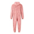 thumbnail image 4 of Abcomgle Girls Fleece Onesie Fuzzy Hooded Kids Onesie Cute Zip Up One Piece Jumpsuits with Pockets Furry Sherpa Fleece Onesie Rompers Girls Winter Warm Onesie Pajamas for Kids,13-14Years,Pink, 4 of 5
