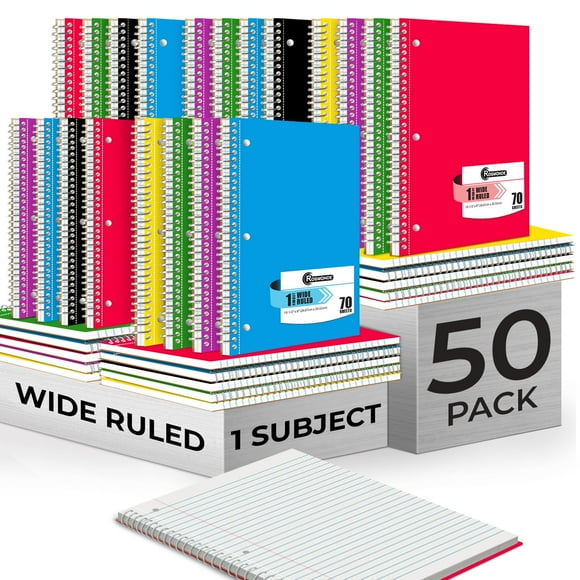 Rosmonde Paquete de 50 cuadernos de espiral de 1 materia 21 x 27 cm
