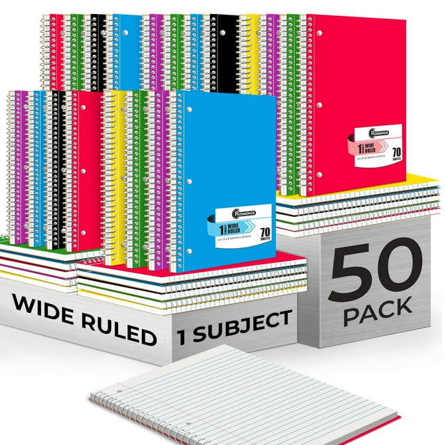 Rosmonde Paquete de 50 cuadernos de espiral de 1 materia 21 x 27 cm