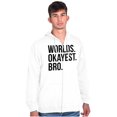 thumbnail image 3 of Worlds Okayest Bro Sibling Brother Zip Hoodie Sweatshirt Men Brisco Brands M, 3 of 5