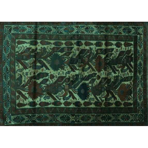 Ahgly Company Indoor Rectangle Persian Turquoise Blue Traditional Area Rugs, 3' x 5'