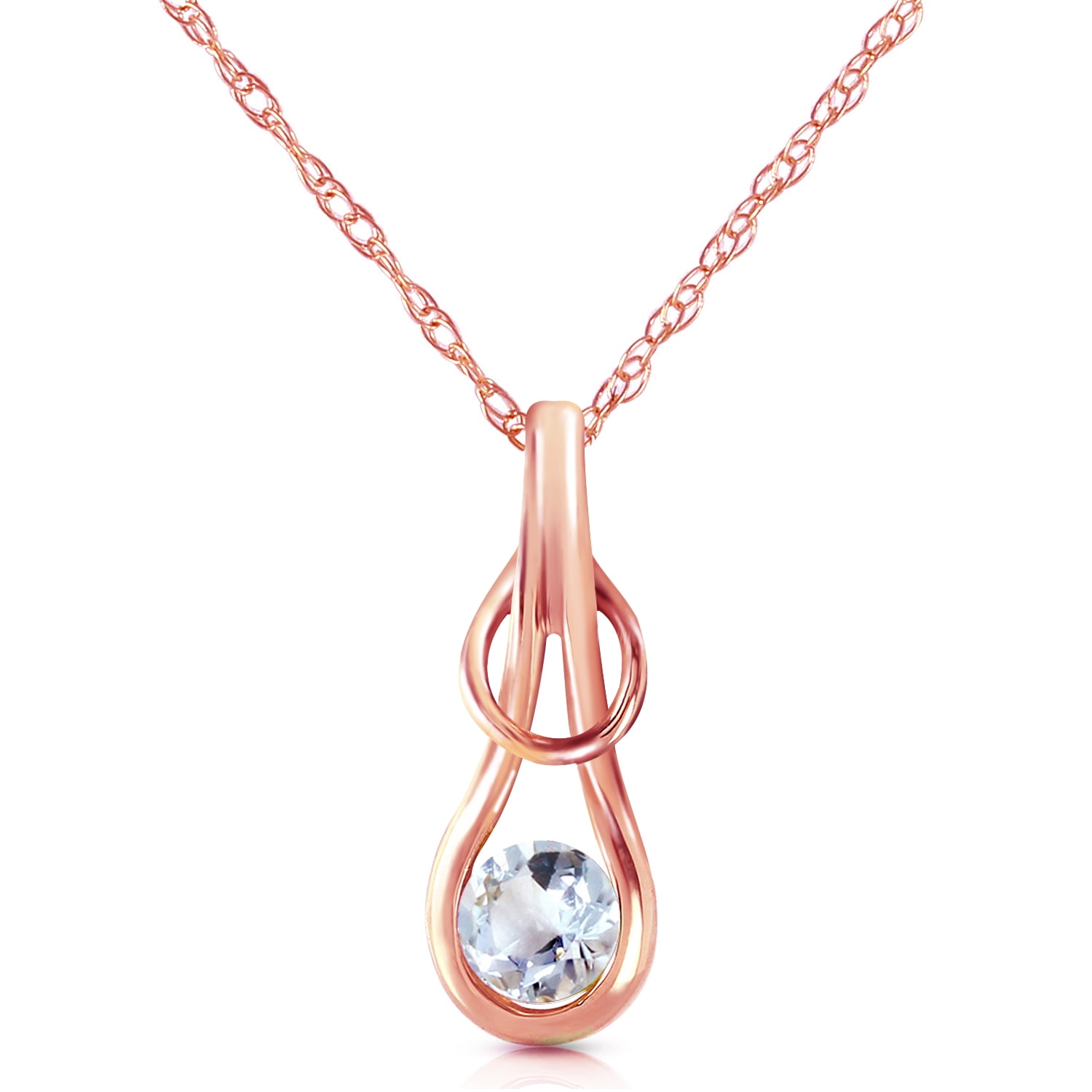 Galaxy Gold 14K Solid Gold Natural Aquamarine Pendant Necklace for Women - Rose Gold Fine Jewelry