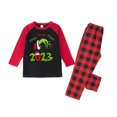 thumbnail image 2 of Conjuntos de pijamas navideños familiares a juego Grinch 2024, pijama de Grinch con parte superior y pantalones de pijama a cuadros, pijama de Grinch para niños y adultos para la familia, 3 Años, 2 of 4