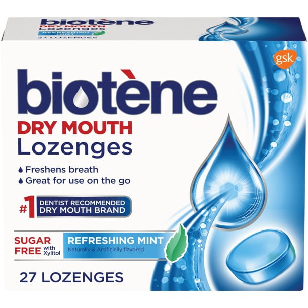 Biotene Dry Mouth Lozenges For Fresh Breath, Refreshing Mint, 27 Count Each