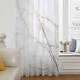 thumbnail image 6 of Marble White Sheer Curtains 72 Inches Long, Modern Abstract Art Golden Ink Painting Light Filering Curtains, Breathable Simi Curtain Privacy Drapes for Living Room Bedroom Window Treatment, 6 of 9