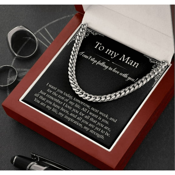 To My Man Cuban Chain Necklace for Him, Long Distance Gift for My Man, Jewelry for Men, Necklace for Husband from Wife