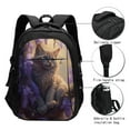 thumbnail image 3 of Fotbe Purple Flower Lazy Cat Mochila con Estampado y Puerto USB para Hombre y Mujer, Mochila Antirrobo, Mochila de Viaje, Mochila Escolar, Mochila Universitaria, 3 of 7