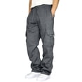 thumbnail image 2 of YNGKMEA Cargo Sweatpants for Men Relaxed Fit Open Bottom Jogger Sweatpants Oversized Wide Leg Drawstring Waist Athletic Gym Pants with Pockets, 2 of 8