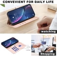 thumbnail image 3 of Wallet Case for Samsung Galaxy S25+ Plus, Detachable Shoulder Strap Hand Wrist Cards Slots Flip Stand Shockproof Premium PU Leather Cover for Samsung Galaxy S25+, Rosegold, 3 of 7