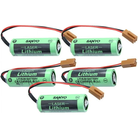 5PCS 2500mah CR17450SE-R 3V PLC Replacement Battery with Brown Plug for FANUC A98L-0031-0012 CNC System