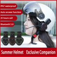 thumbnail image 2 of Casco de verano para motocicleta LX1 con auriculares Bluetooth, auriculares portátiles inteligentes con cancelación de ruido para llevar, azul, azul, 2 of 5