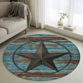 thumbnail image 2 of Western Texas Star Barn Round Area&nbsp;Rug 4ft Rustic Teal Wood Grain Non-Slip&nbsp;Washable Circle Rugs Soft Felt Indoor Floor Mat for Bedroom Kitchen Living Room Bathroom, 2 of 9