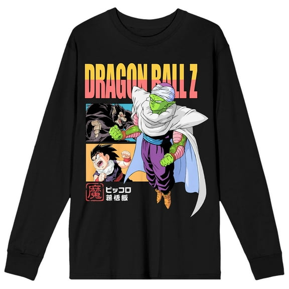 Dragon Ball Z Floating Piccolo Crew Neck Long Sleeve Women's Black Tee-3XL