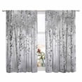 thumbnail image 2 of Gray Grey Forest Semi Sheer Window Curtains 63 Inches Long, Grey Modern Art Oil Painting Rod Pocket Voile Silky Chiffon Curtain Light Filtering Drapes for Living Room, Kitchen, 52"x63", 2 Panels, 2 of 9