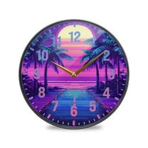 Yayeee Wall Clock Battery Operated 11.9" Silent Non-Ticking for Living Room, Purple Digital Art