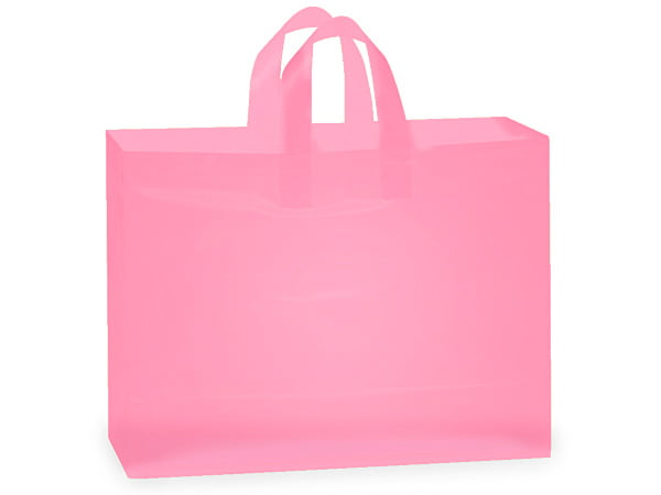 16 x 6 x 15 CLEAR FROSTED PLASTIC TOTE BAGS - 3.5 mil