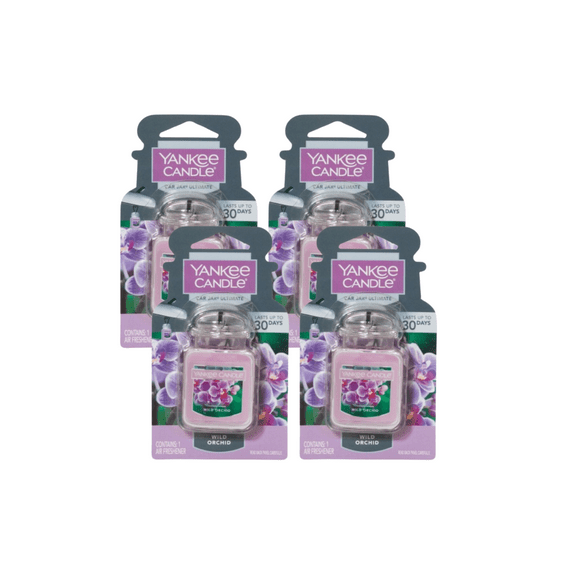 Yankee Candle Car Jar Ultimate Hanging Car Air Fresheners, Wild Orchid, 0.96 oz (Pack of 4)