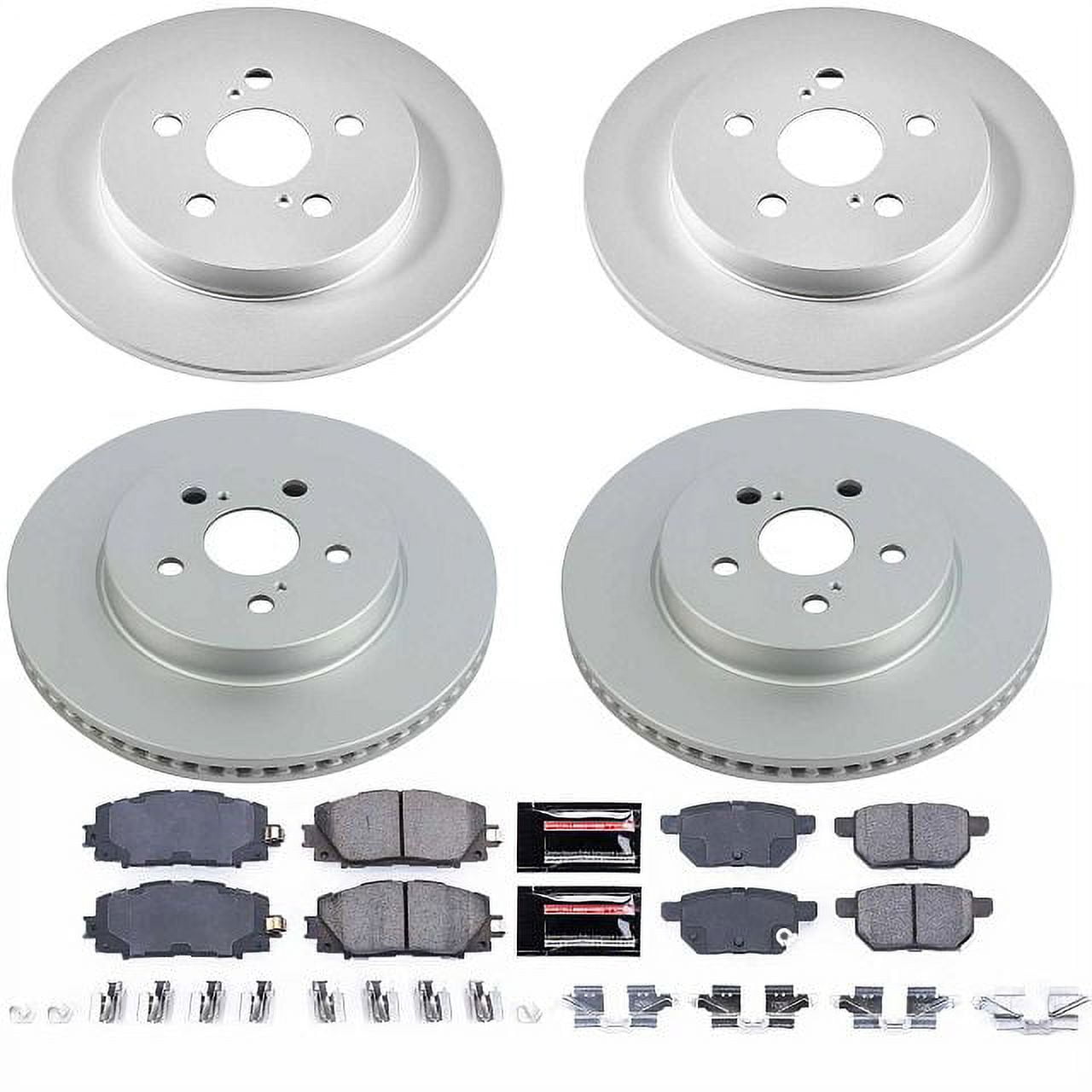 PowerStop Front and Rear Geomet Coated Brake Rotor and Pad Kit Fits: TOYOTA Select Models CRK8634
