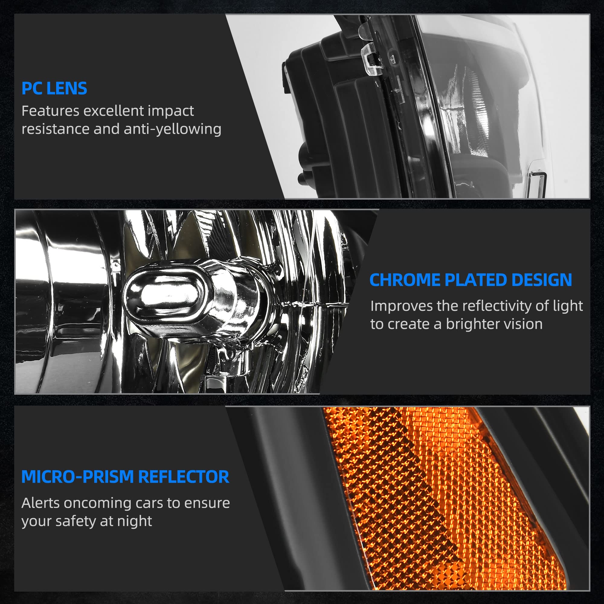 RVNI LED DRL Headlights Sequential Signal Lamp For 2010-2018 Dodge Ram 1500 2500 3500