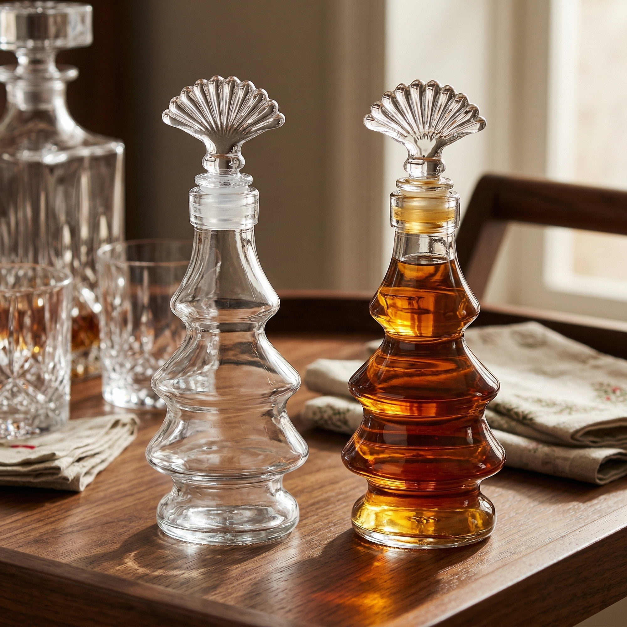 Unique Bargains 2pcs Decorative Simple Glass Jars with Cork Stoppers Shell Pine Tree 2.8"x2.8"x7.4"
