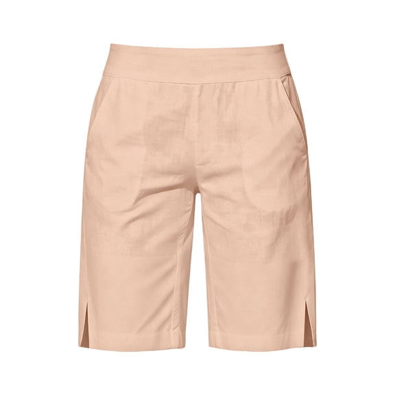 TFEOQRY Women's Bermuda Shorts Stretch High Waist Side Split Hem Chino Shorts with Pockets for Summer Daily Casual