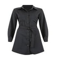 thumbnail image 4 of Femmes Chemise Robe à Manches Longues Bouton vers le Bas Chemisier Mini Robe de Travail, 4 of 6