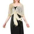thumbnail image 3 of Previn Women's Metallic Wedding Shawls & Wraps Solid Scarf Sheer Soft Elegant Formal Fringe Silver Cardigan Beige One Size, 3 of 4