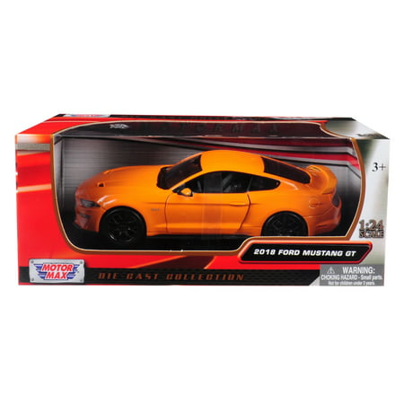 2018 Ford Mustang GT 5.0 Orange with Black Wheels 1/24 Diecast Model Car by (Best Wheels For Fox Body Mustang)