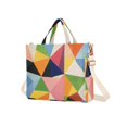 thumbnail image 7 of FORMRS Womens Corduroy Tote Bag Crossbody Shoulder Handbag with Pocket, Minimalist Triangles, 7 of 7