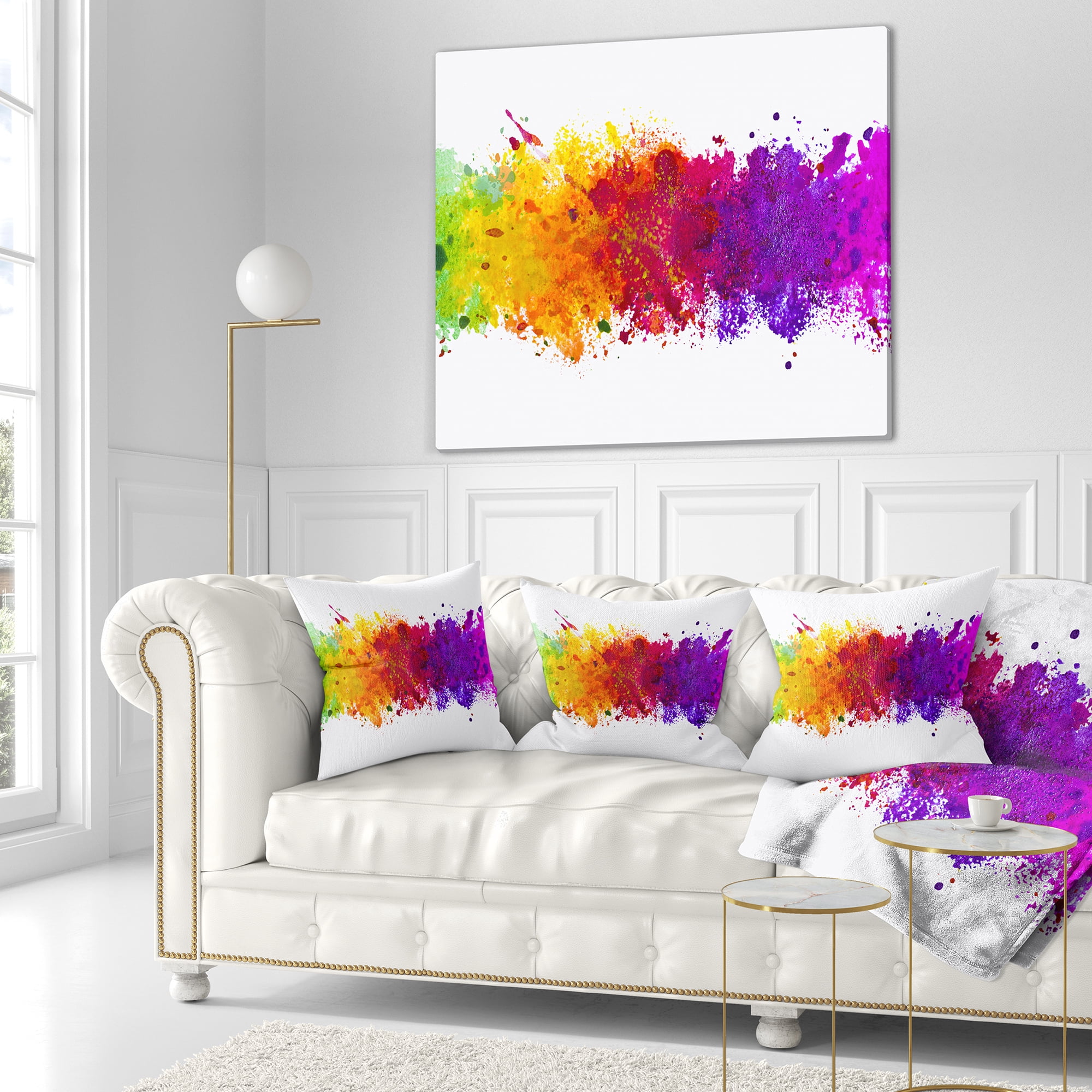 Designart Artistic Watercolor Splash - Abstract Throw Pillow - 18x18