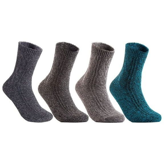 Lian LifeStyle Women's 4 Pairs Perfect Fit Wool Crew Socks. Cute and Comfortable with Wide and Styles Size 6-9 HR1613 (Random Colors)