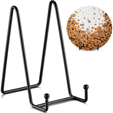 4 Pack 6 Inch Plate Stands for Display, Plate Holder Display Stand, Picture Frame Stand Black Metal Frame Holder Stands, Photo and Platter, Tabletop Art