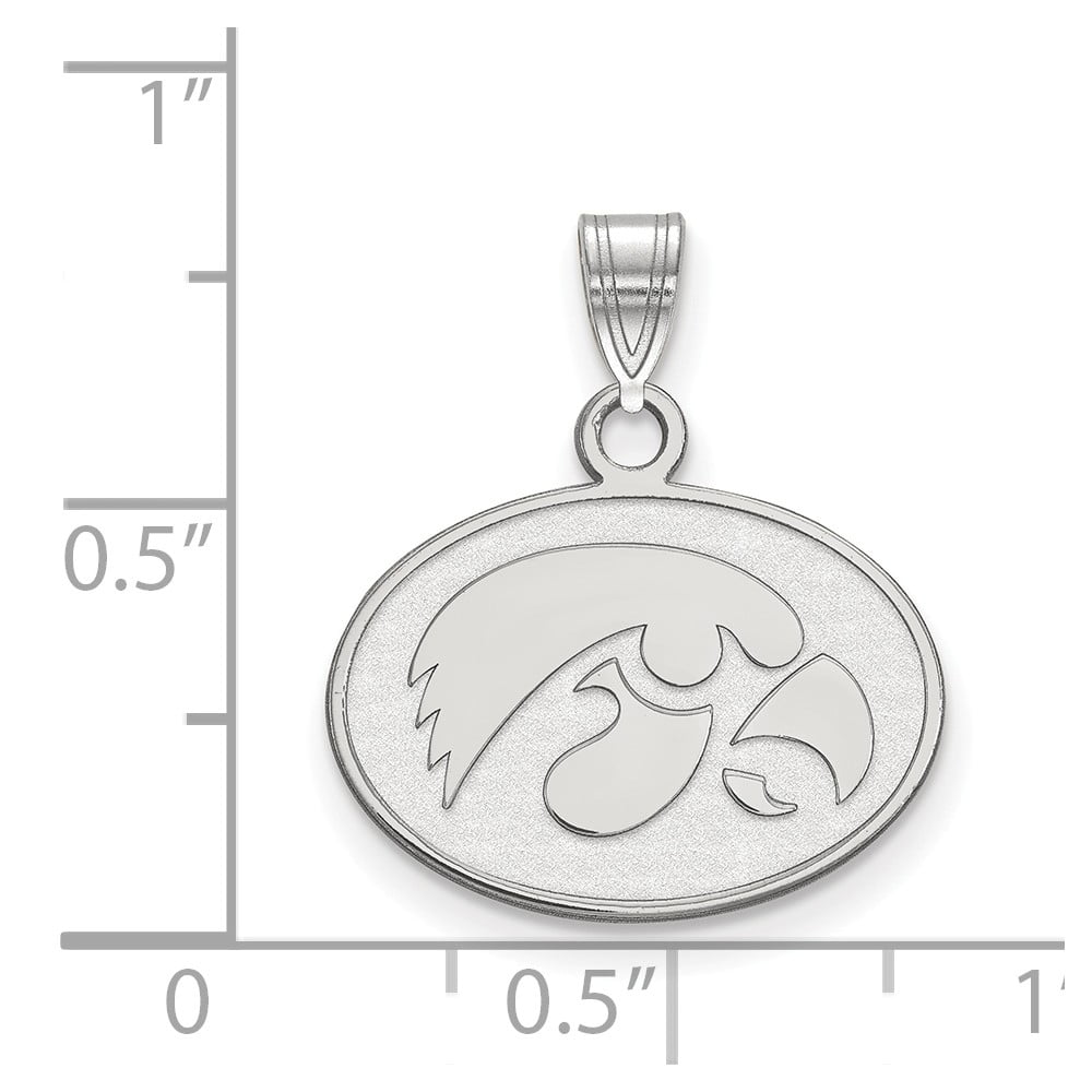 17mm Solid 925 Sterling Silver University of Iowa Small Pendant with Necklace