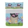 thumbnail image 1 of Pug Reversible Bedspread Set, Puppy on the Field Flowers Butterflies Heart Shaped Clouds Open Sky, Pillow Shams & Comforter Microfiber Bedding Set, 3 Sizes, Sky Blue Multicolor, by Ambesonne, 1 of 4