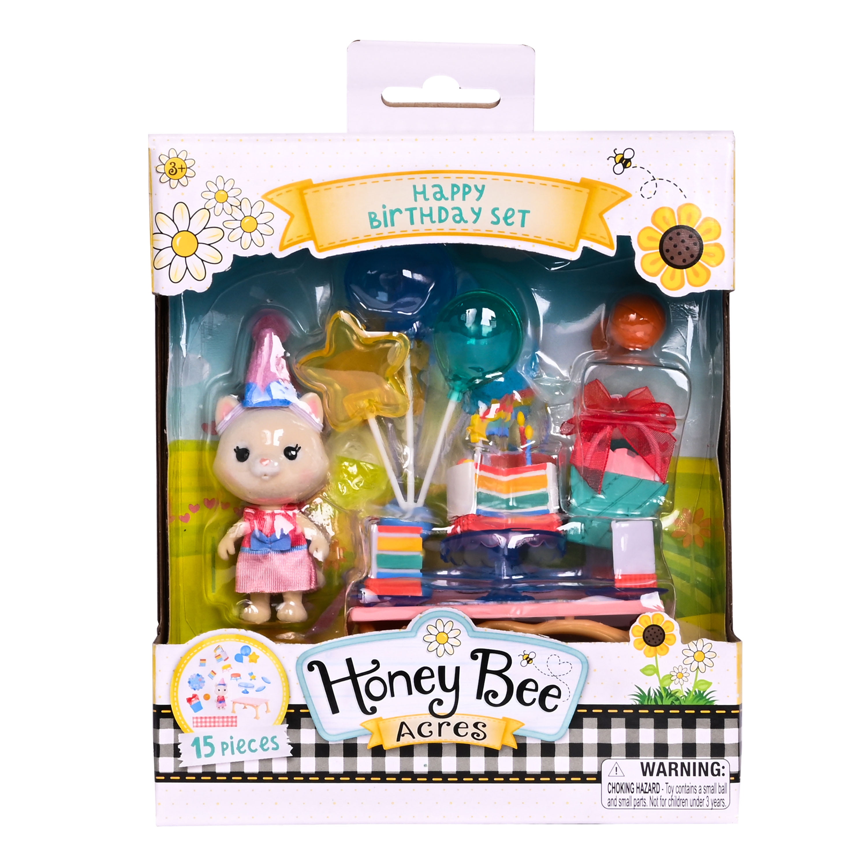 Honey Bee Acres Birthday Wishes Playset – 15 Piece Dollhouse Set – Collectible Doll for Kids Ages 3+