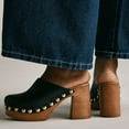 thumbnail image 4 of YDN Women Platform Rivet Studded Clog Mules Round Toe Slip on High Chunky Heels Casual Dress Slide Sandals Size 13 Black, 4 of 4