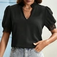 thumbnail image 2 of Women's Summer V Neck Lace Patchwork T-Shirt Casual Comfortable Breathable Fashion Top, 2 of 2