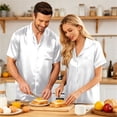 thumbnail image 6 of Couples Matching Pajamas Sets Women Satin Short Sleeve Sleepwear Button Down Casual Wear Pjs Set Baggy Soft Nightwear, 6 of 6