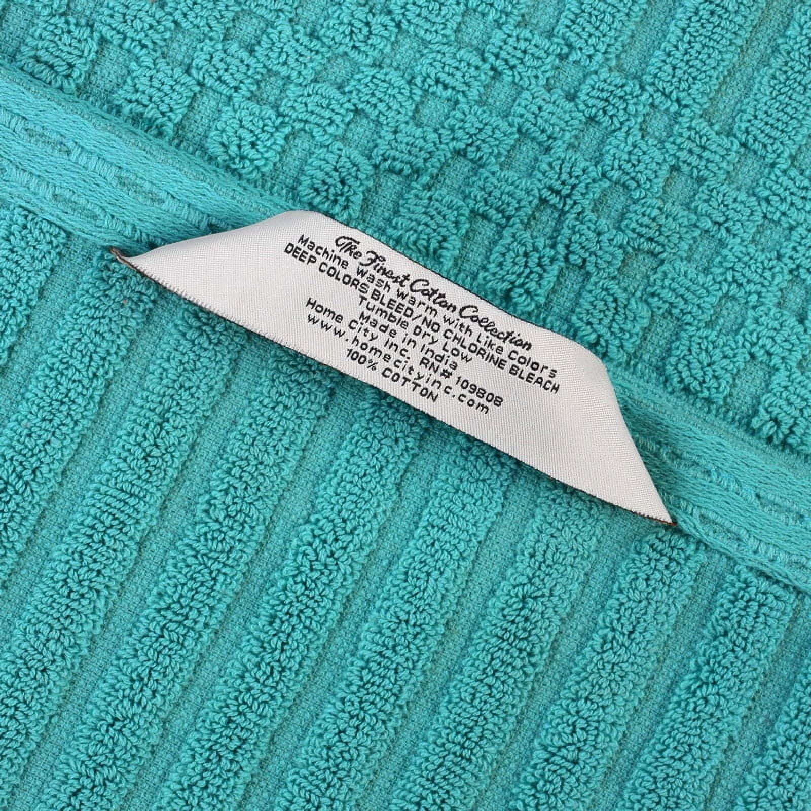 Superior Soho Ribbed Cotton Face Towel/Washcloth Set of 12, Turquoise
