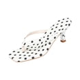 thumbnail image 3 of Domuza Women's Polka Dot Print Heeled Flip Flops, Square Toe Slip-On Mule Sandals, Summer Casual Fashion Kitten Heels for Daily Wear White 7.5（EU-39）, 3 of 5