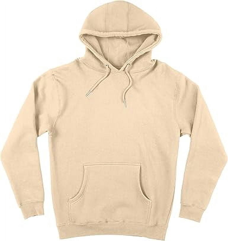 Men's Fleece Poly/Cotton Hoodie Birthday Gift Midweight Hooded Pullover Sweatshirt for Men, Small, Cream