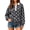Dark Gray, variant on Women's Dotted Pattern Long Sleeve Collared Polo Shirt Casual Daily Wear Top