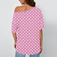 thumbnail image 6 of HOMBOM Womens Shirts Summer Tee Shirts Comfy Oversized Off The Shoulder Boat Neck T Shirts for Women Short Sleeve, 6 of 6