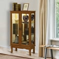thumbnail image 4 of Living Room Cabinets Curio Cabinet Lighted Curio Diapaly Cabinet with Adjustable Shelves and Mirrored Back Panel, Tempered Glass Doors (Oak, 3 Tier), (E26 light bulb not included),Wooden Cabinets, 4 of 15