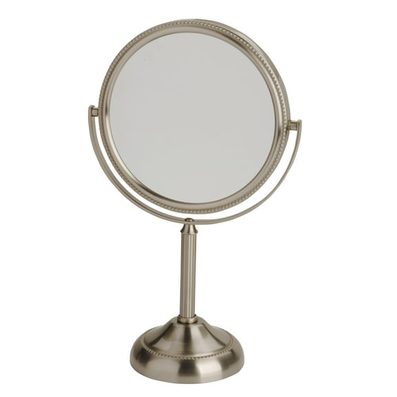 Jerdon 6 inch Diameter Tabletop Makeup Mirror, 10X-1X Magnification, Nickel Finish - Model JP910NBP